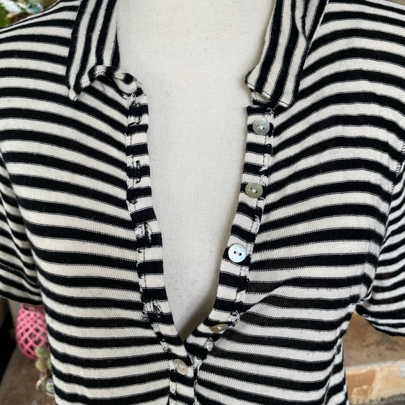 Free People We The Free Black&Cream Striped Tunic - Picture 2 of 6